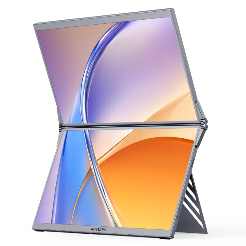 ARZOPA E1 Europe 15.6-Inch x2 Dual-Screen Foldable Portable Monitor FHD 1920x1080 100% sRGB IPS HDR 60Hz USB-C HDMI Space Gray Monitor
